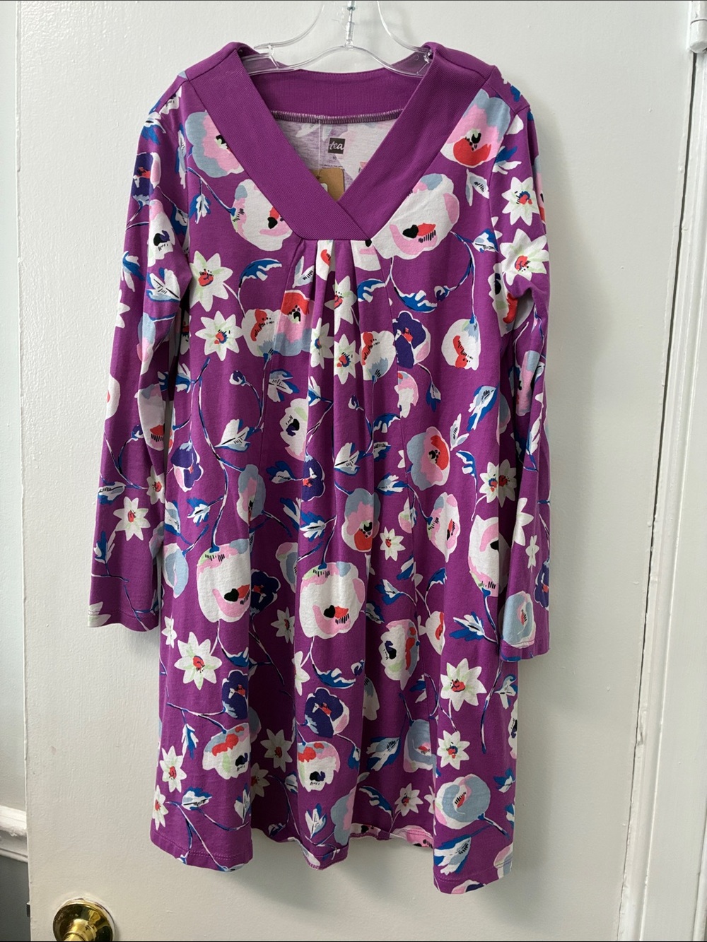 Tea collection Girls' Purple Floral V-Neck Dress